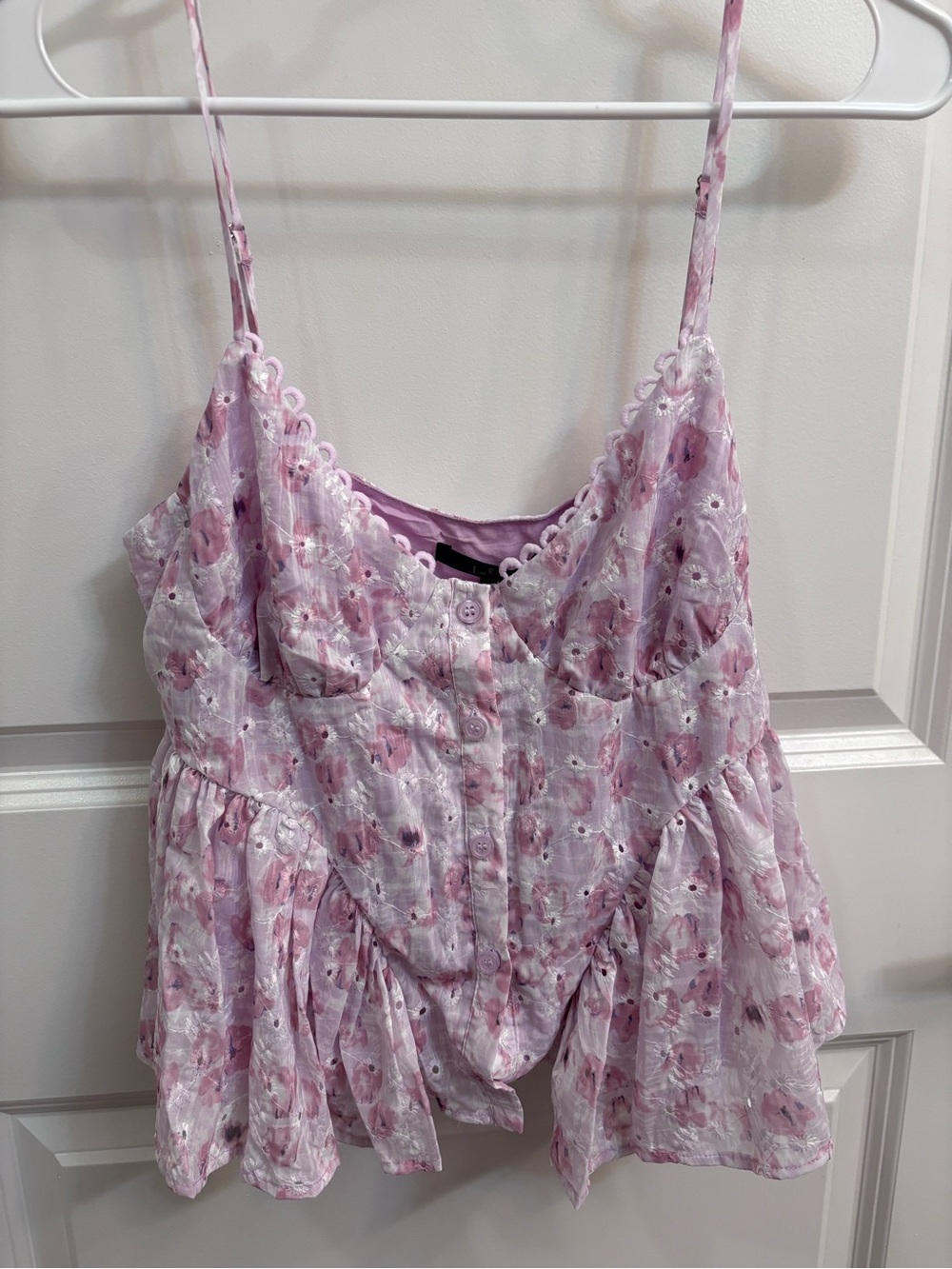 Enchanting Sweetie Lilac Floral Eyelet Button-Up Cami